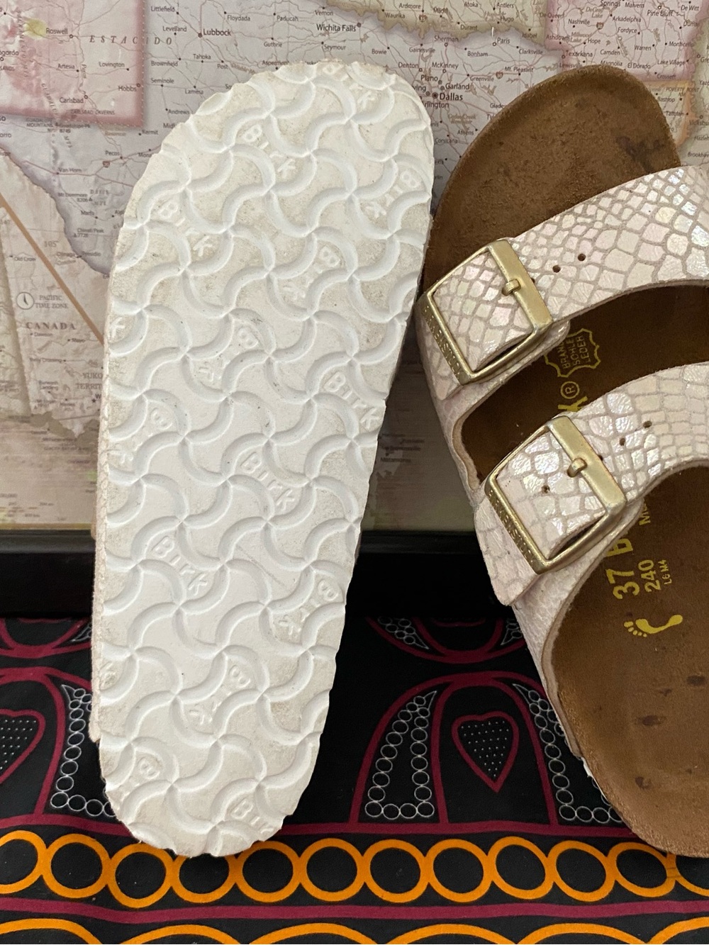 Pre-owned Birkenstock Arizona Sandal In Beige 37/6 Women’s - Picture 8 of 10
